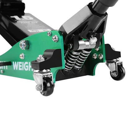 1.5 Ton Low Profile Racing Floor Jack, Aluminum and Steel Hydraulic Car Jack with Dual Piston Quick Lift Pump, 3,000 lb Capacity, Portable Garage Jack for Cars and Low Clearance Vehicles,Green - color: Green