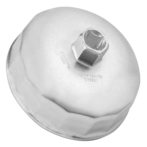Jetech Oil Filter Cap Wrench for Toyota Nissan Subaru Kia, 79mm 15 Flute Precision Oil Filter Cap Remover Tool Socket Type - size: 79mmX15
