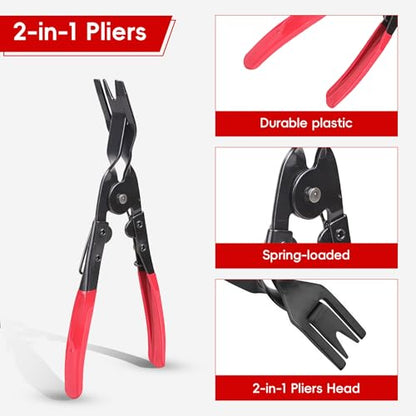 6 Piece automotive electrical disconnect pliers kit, Electrical connector removal tool for Cars, professional hose clamp kit, Plug Release & Wire Terminal Remover, Clip Removal Tools, with Storage Bag