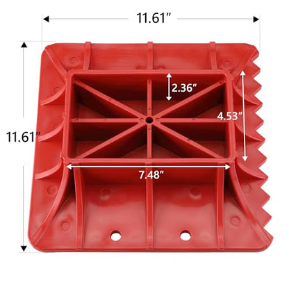 Seven Sparta Off-Road Base Stand & Handle Keeper (Red Base & Handle Keeper) | For Hi Lift Jack, Alleviate Jack Hoisting Sinkage, Heavy Duty PP, Protect Handle Bar, Teeth Design, Solid Construction - style: Red Base & Keeper