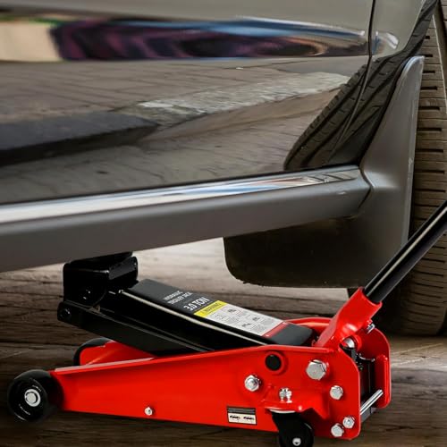 3 Ton Low Profile Floor Jack, Heavy Duty Floor Jack with Single Piston Quick Lift Pump, Steel Car Jack Adjustable Height 5.1"-20", Hydraulic Trolley Floor Jacks 3 Ton/6000 LB Capacity, Red - color: Red - 3 Ton(Single Pump), Lift 5.1"-20"