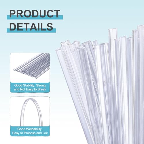 MECCANIXITY 20pcs 8 Inch Plastic Welding Rods, 3/16 Inch PVC Welding Sticks for Repairing Plastic Bumpers, Kayaks, Car, Clear