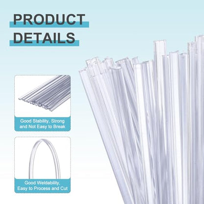 MECCANIXITY 20pcs 8 Inch Plastic Welding Rods, 3/16 Inch PVC Welding Sticks for Repairing Plastic Bumpers, Kayaks, Car, Clear