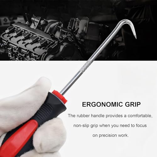 4 PCS Car Hook and Pick Set, Automotive O-Ring Removal Tool Set with Ergonomic Handle, Chrome Vanadium Steel Oil Seal Gasket Pick Tool Precision Hook Puller, Car Accessories