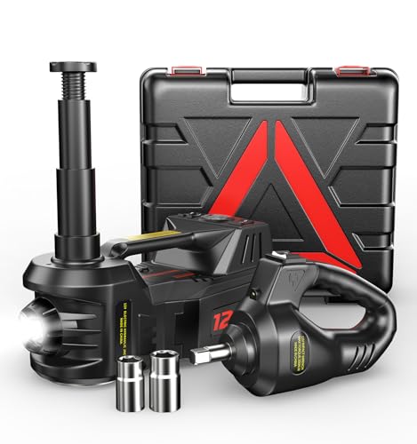 5 Ton Electric Hydraulic Car Jack Kit 12V Lift Range 17.7 Inch with Impact Wrench & Tire Inflator, Heavy Duty Floor Jack for SUV Truck Sedan, Portable Auto Lifting Tool for Emergency Tire Change
