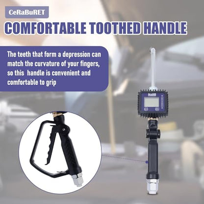 Heavy Duty Air Operated Oil Transfer Pump Digital Oil Fluid Dispenser Pump Control Valve Meter Nozzle, Electronic Metering Oil Gun Refueling Gun Tool for Refueling Trucks (US Stock) - color: Style-B