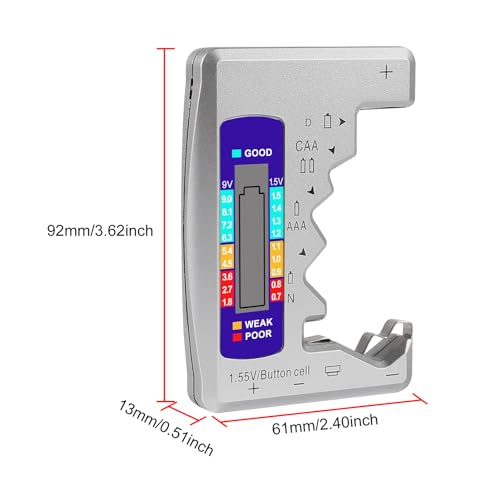 UMLIFE 4PACK BT-886 Battery Tester Checker BatteryTester for Battery C D 9V AA AAA 1.5V -Sliver - color: 4PCS BT-886 Sliver