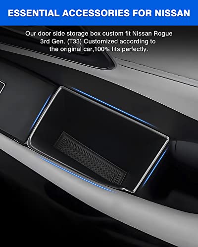Autorder Door Side Storage Box for 2021-2025 Nissan Rogue Accessories Door Organizer Handle Pocket Insert Tray Copilot Armrest Phone Container with Black Mat(Note:Just Fit Copilot Passenger Seat Only)