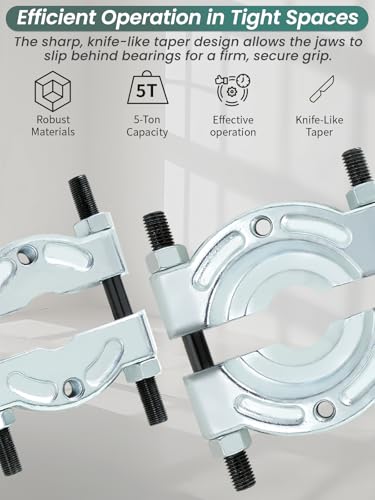 14pcs Bearing Removal Puller Kit 5 Ton Capacity Pinion Wheel Bearing Separator Tool with 2" / 5cm and 3" / 7.5cm Jaws Wheel Hub Axle Puller Set