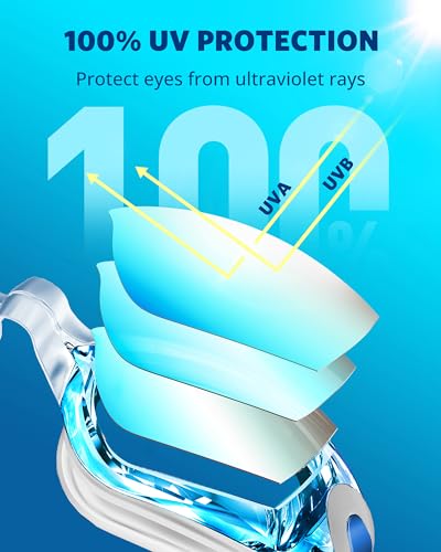 Aegend Swim Goggles, Swimming Goggles No Leaking Full Protect Adult Youth - color: Sky Blue With Blue Strap