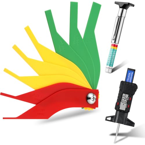 3 Pieces Tire Tread Depth Gauge Tool Digital Tread Depth Gauge Brake Lining Thickness Ruler Coded Tire Automotive Brake Pad Measure Ruler for Motorcycle, Car, Truck and Bus - color: Black