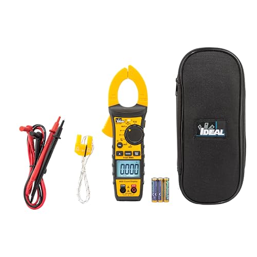 IDEAL INDUSTRIES INC. 61-737 Digital AC Clamp Multi Meter 400 Amp 600-Volt, Red Electrical Clamp Meter, CAT III 600V | 0–400A AC, 0–600V AC/DC, TRMS, NCV, Diode Testing, Backlit Display, Probe Holder