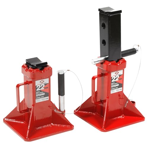 AFF 22 Ton Safety Stand Set - Heavy Duty Jack Stands for Trucks & Equipment - Pin-Style, Heavy Gauge Steel, ASME PASE-2019 - Pack of 2 - (Available in 2 Duty Levels)