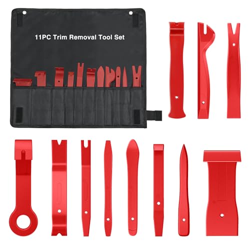 GOOACC 11PCS Auto Trim Removal Tool Kit No-Scratch Pry Tool Kit for Car Audio Dash Door Panel Window Molding Fastener Remover Tool Kit-Red - color: Red, size: 11PCS Trim Removal Tool