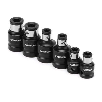 CASOMAN Bit Socket Adapter Set -1/4" *3/8" Dr. 1/4"*1/2" Dr., 5/16" *1/2" Dr.,1/4-Inch Dr. Hex Power Bit Holder & 5/16" 1/4-Inch Dr.Hex Power Bit Holder Set 6 Piece Impact Coupler Set