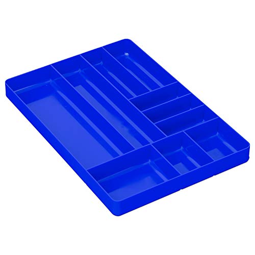 Ernst MFG 10 Compartment Drawer Organizer: Heavy Duty Stackable Tray for Automotive Garage Tool Organization - Low-Profile Toolbox Storage - Nuts and Bolts, Tools, Parts, Easy to Clean - Blue - color: Blue, size: 10-Compartments