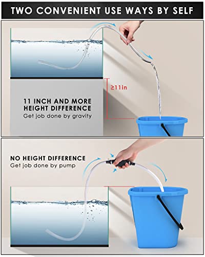 KATUMO 15MM Siphon Pump for Gas, Oil, Diesel, Water, Hand Fuel Pump | Faster Liquid Flow, Higher Transfer Efficiency, 2 Premium PVC Hoses, Thickened Durable Rubber Pump Bulb - color: Black