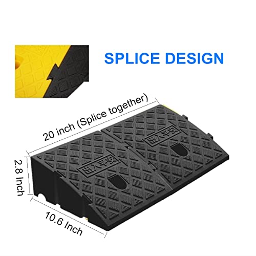 2 Pack 2.8" High Portable Curb Ramps Lightweight Plastic, Heavy Duty Plastic Threshold Ramp Set for Low Cars Driveway Loading Dock BikeMotorcycle Wheelchair Mobility, 2.8" H x 9.9" L x10.6 W (2 Pack)