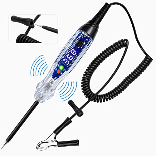 Buzzer Test Light Automotive, 4-60V DC LED Digital Circuit Tester, Heavy Duty Light Tester with Voltmeter, Auto Voltage Tester Electric Probe Test Pen for Fuse, Battery, Polarity
