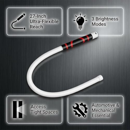 Rechargeable Bendable LED Work Light Stick, 3 Adjustable Brightness Modes, 360 Flexible Neck High Lumen Torch for Mechanics Car Repair Narrow Spaces