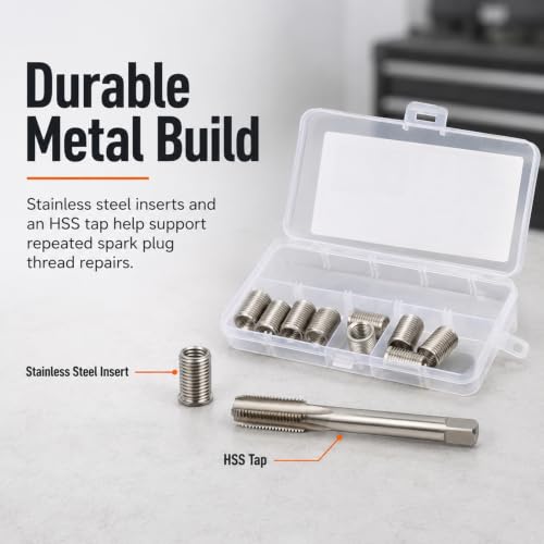 Spark Plug Thread Repair kit, M10*1.25 BoltM10*1.25 Tap Stainless Steel Repair kit for Automotive Engine Cylinder Head Rethreaded Kit Repairs Tools - color: M10*1.25