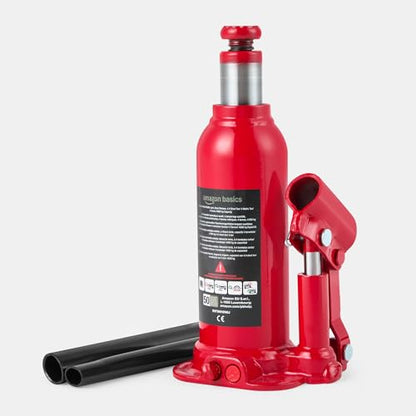 Amazon Basics Hydraulic Welded Bottle and Car Jack, 4.4 Short Ton/4 Metric Ton/4 Tonne/4000 kg Capacity, 7.4–14.3 Inch (18.8–36.3 cm) Lifting Range, Slow Release, Suitable for Cars, Red - size: 4.4 Short Ton/ 4 Metric Ton/ 4 Tonne / 4000 kg