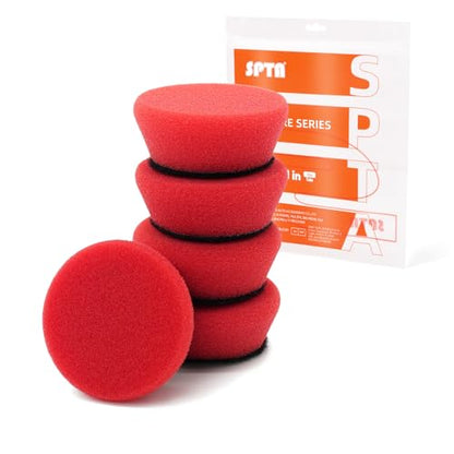SPTA Red T10 Mini Ultra-Fine Finishing Foam Polishing Pads, 5Pcs 1.3inch/32mm Sponge Polishing Buffing Pads, Car Foam Detail Polishing Pad Kit for Car Detail Polishing, Small Area Polishing -FPTSS1R - color: 5Pcs Red T10 Ultra-Fine Finishing Pad, size: 1.