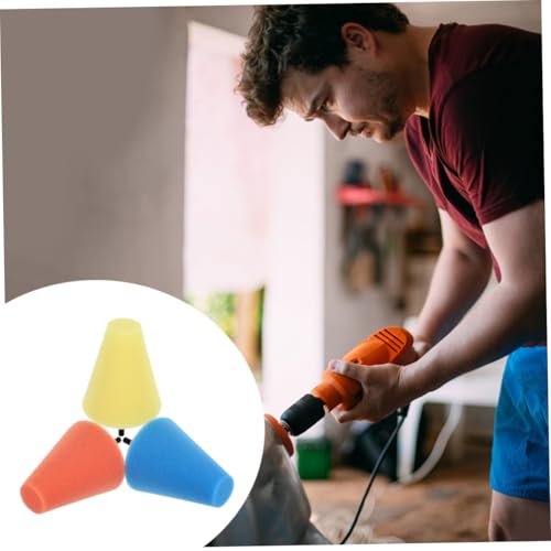 3pcs Car Wheel Polishing Sponge Pads Abrasive Cone Auto Wheel Hub Polishing Pads Kit for Automotive Detailing and Repair