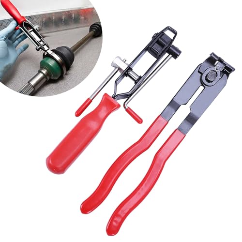 CV Joint Boot Clamp Pliers, Automotive CV Boot Clamp Tool Set, Hose Clamp Pliers CV Axle Clamp Tool, Suitable for Vehicles ATV UTV boot Clamps (Red) - color: Red