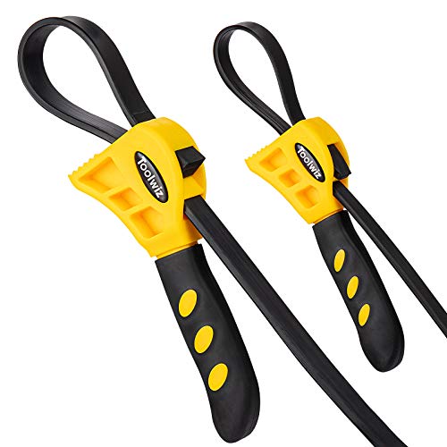 Toolwiz Rubber Strap Wrench Set for Pipes Below 6" (150mm) & 4" (100mm) – Reinforced Adjustable Wrench for Plumbing, Jar Opening, and Light DIY Tasks - color: Yellow