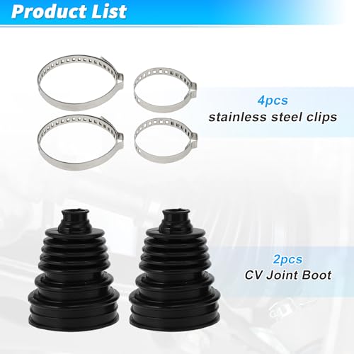ACROPIX 2pcs CV Joint Boot with 4 Stainless Steel Clamps, Silicone Rubber Black CV Axle Boot Repair Kit Universal Constant Velocity Joint for Most Cars - size: Set B