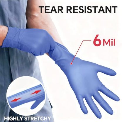 GTT Nitrile Exam Gloves, 5Mil, 100 Count, Powder-Free, Disposable Gloves | GTT 100pcs Disposable nitrile gloves for Medical Care, First Aid, Cleaning, Food Prep, Tattoo, Cooking, Purple Large - size: Medium