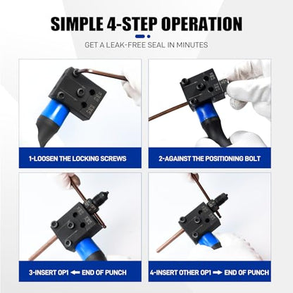 7-Piece Brake Line Flaring Tool Kit for 3/16" & 1/4" Lines, SAE Double Flare Tool, Creates 45° Single, Double & Bubble Flares for Hydraulic Brake Line Repair for Copper and Steel Tubing