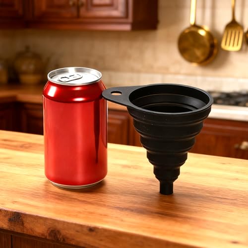 Funnels for Kitchen Use, Food Grade Silicone Collapsible Kitchen Funnel (Black) - color: 1-Black