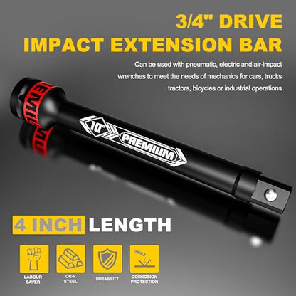 3/4" Drive Impact Extension Bar, 10 Inch Length Socket Extension, CR-V Steel, Narrow and Deep Areas in Household Haintenance, Trucks Tractors Repair or Industrial Operations - size: 3/4" 10-Inch