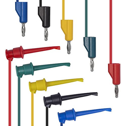 Test Hook Clips 4mm Stackable Banana Plug to Minigrabber Cable Wire Leads for Multimeter Electrical Testing(5 PCS)