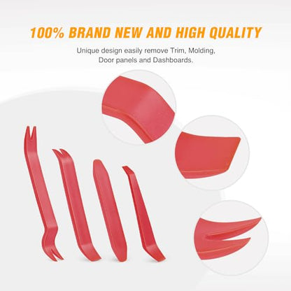 GOOACC Auto Trim Removal Tool Kit No-Scratch Tool Kit for Car Audio Dash Window Molding-4PCS (Red) - color: Red, size: 4PCS Trim Removal Tool