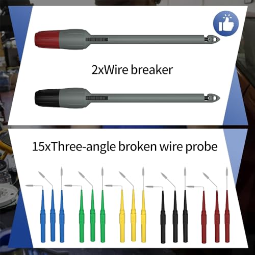 Multimeter Test Leads Kit 114PCS Multimeter Leads Kit Multi Function Electrical Back Probe Kit Efficient Automotive Circuit Test Leads Kit Relay Wire Terminal Test Diagnostic Tool with Alligator Clips - size: 114PCS Multimeter Test Leads Kit
