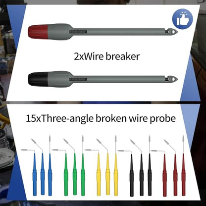 Multimeter Test Leads Kit 114PCS Multimeter Leads Kit Multi Function Electrical Back Probe Kit Efficient Automotive Circuit Test Leads Kit Relay Wire Terminal Test Diagnostic Tool with Wire Breaker - size: 114PCS Multimeter Test Leads