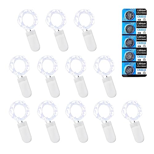 Etinga 12 Pack Fairy Lights Battery Operated String Lights, 10 LED on 3.3ft Silvery Copper Wire.for Flowers Gift Box Wedding Party Christmas Decoratio (12 Pack, Cool White) - color: Cool White, size: 12 Pack