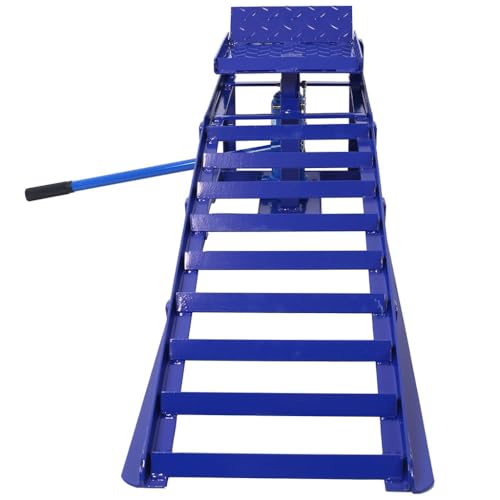 Hydraulic Car Ramps 2 Pack, 10000 lbs Heavy Duty Steel Vehicle Ramps with Adjustable Lift 9.8"-15", Low Profile Auto Service Ramps for Oil Change, Truck, Garage Repair,Blue - color: Blue