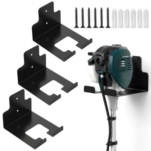 3 Pack Garage Organizer Trimmer Rack, Heavy Duty Garden Power Tool Hanger Wall Mounted for Grass Trimmer, Hedge Trimmers, Garden Tools, Garage Organization Storage