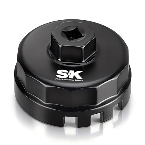 SK 64mm 14 Flutes Toyota Oil Filter Cap Wrench, 3/8" Drive, Oil Filter Removal Tool for 2.5-5.7L Engine, Fits Lexus, Camry, 4Runner, RAV4, Tundra, Tacoma, Highlander, Sienna, Sequoia, Avalon, Venza