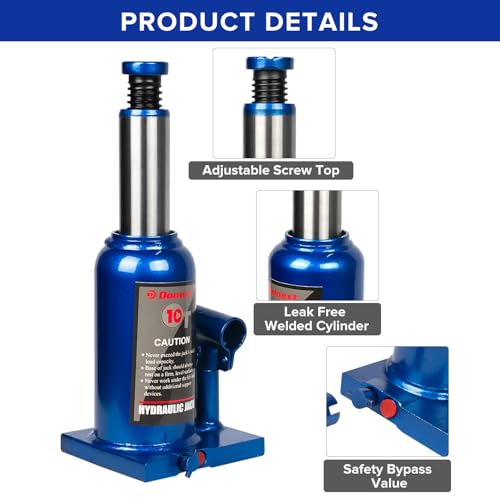 12 Ton/26455 LBS Hydraulic Bottle Jack, Blue Car Jack, 7.87-15.4 Inch Lifting Range, Welded Bottle Jack for Car, Pickup, Truck, RV, Auto Repair
