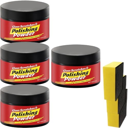 Glass Scratch Remover Kit, Windscreen Scratch Repair for Car Windshield, Home Glass Polishing Powder Compound, Removes Scratches, Swirls, Water Spots from Windows Mirrors (4Pcs) - color: 4Pcs