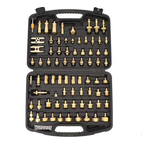77PCS Automotive AC Leak Detection Kit, Brass Air Conditioning Leak Test Tool Set with Connectors, Portable A/C Leak Tester Repair Kit for Car, Truck and Vehicle AC Systems