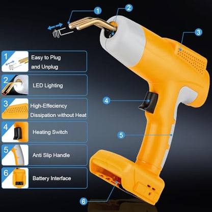 Choerinton Plastic Welder Compatible with Dewalt 20V Max Battery, with 600PCS Staples, Pure Copper Transformer, Rapid Heating, Plastic Welding Kit for Car Bumper, Dashboard & Repair(No Battery) - color: For Dewalt Battery