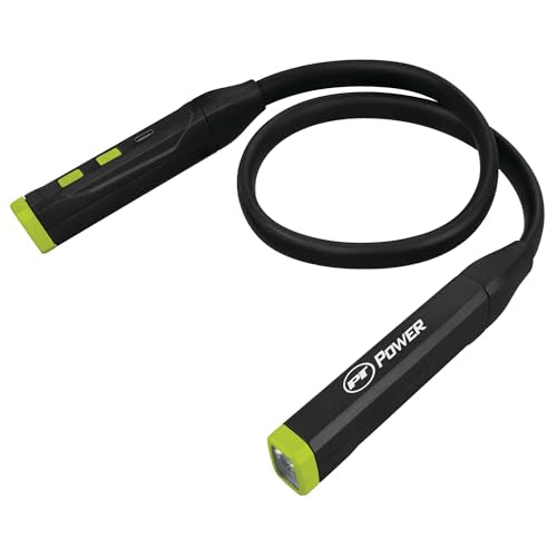 Performance Tool W2687 400+LM Li-Ion Neck Light: 2 Flex Adjustable Lighted Ends, Spotlight and Multi-Color Ambient Modes, 650mAH, 3 Hour Operation, 19.5-in Length, USB-C, Hands-Free, Black | Two flexible lighted ends with spotlight and multi-color modes,