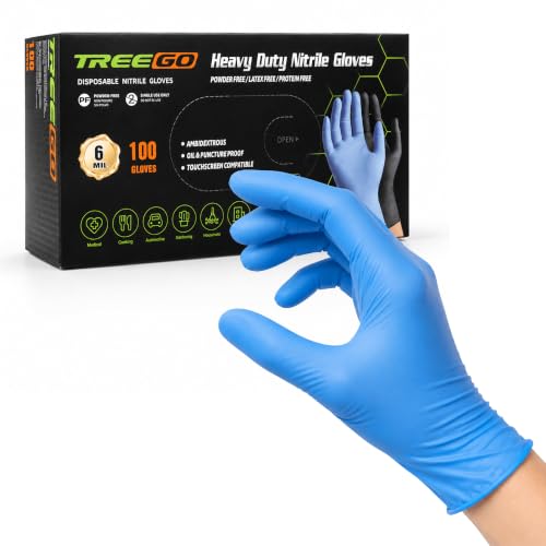 TREEGO Blue Nitrile Gloves, Medium, 6 Mil Medical Exam Gloves, 100 Count | Powder Free, Latex Free, 510(k) Cleared, Comfortable 6 Mil Performance for Clinics, Healthcare, Veterinary & Food Service - color: Blue 100, size: Medium