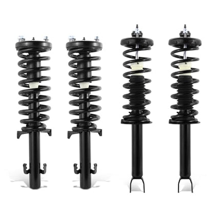 Auto Dynasty Pair of Front Coil Spring Shock Strut Mount Assembly and Rear Struts Shock Absorber Compatible with Honda Accord 2008-2012, Matte Black Powdercoat